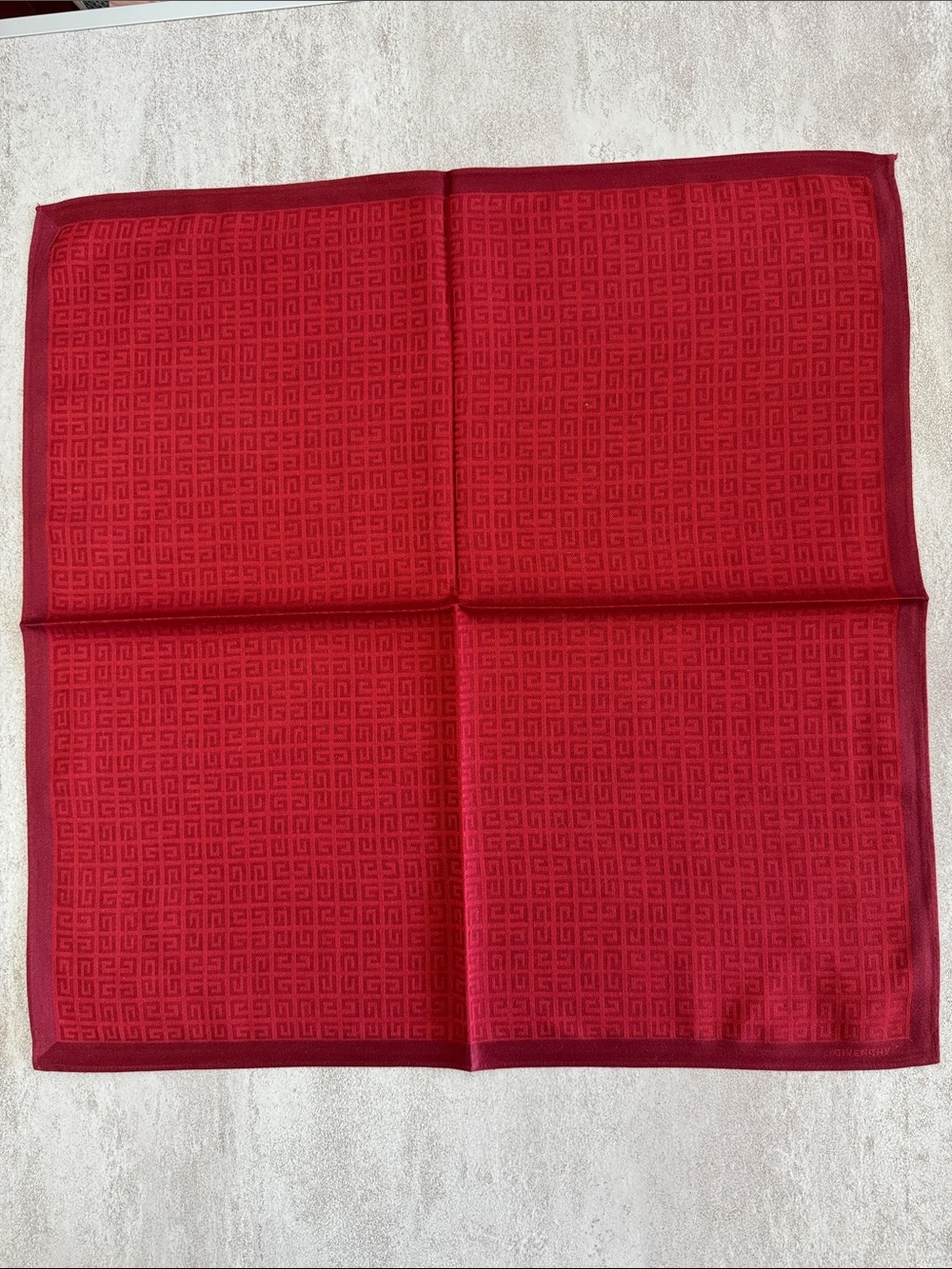 Givenchy Red Pocket Square with Tonal Monogram cotton